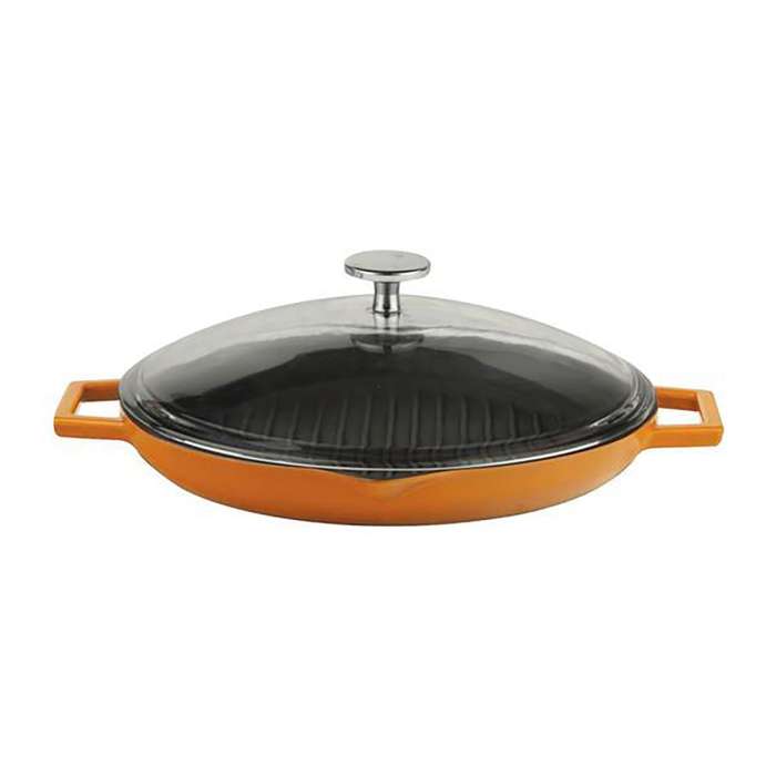 Сковорода-гриль Ø26, со встроенными металлическими ручками и стеклянной крышкой, оранжевая LAVA LV Y SGT 26 K3 O