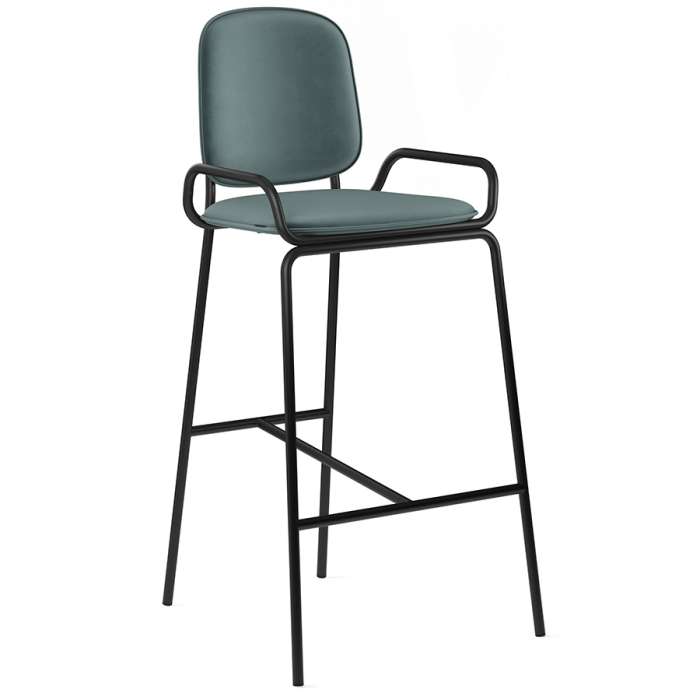Стул барный ror, 2 frame, велюр, черный/зеленый LATITUDE RORBCH2FRBKVLRGRN