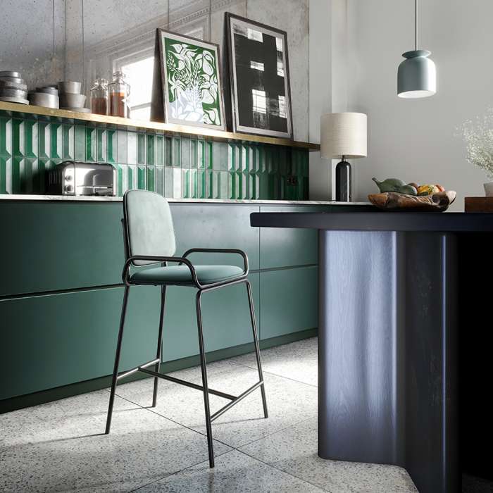 Стул барный ror, 2 frame, велюр, черный/зеленый LATITUDE RORBCH2FRBKVLRGRN