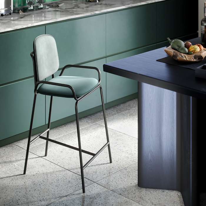 Стул барный ror, 2 frame, велюр, черный/зеленый LATITUDE RORBCH2FRBKVLRGRN