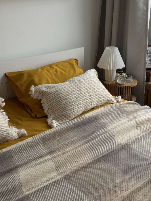 Комплект постельного белья из премиального сатина горчичного цвета из коллекции essential, 200х220 см Tkano TK24-DC0044