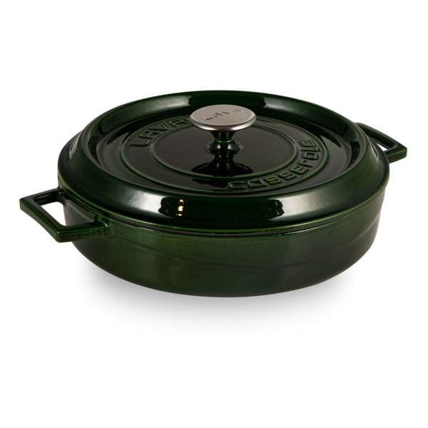 Кастрюля с крышкой низкая LAVA d28 см, 3,5 л, чугун, зеленая LV Y ST 28 PR K2 Green