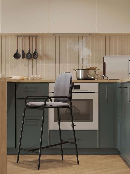 Стул полубарный ror, 2 frame, велюр, черный/серый LATITUDE RORBSCH2FRBKVLRGR