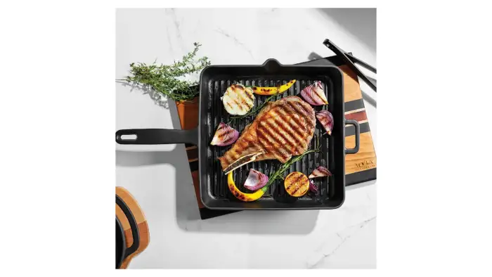 Сковорода-гриль квадратная Voeux Elegance 25х25 см, чугун, черная VOEUX VOX-8683642549179