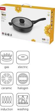 Глубокая сковорода с антипригарным покрытием, с крышкой (28 см) Grania NADOBA 728123