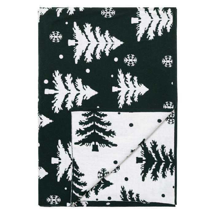Плед вязаный с новогодним рисунком Морозный Лес из коллекции new year essential,130х180 см Tkano TK26-TH0005