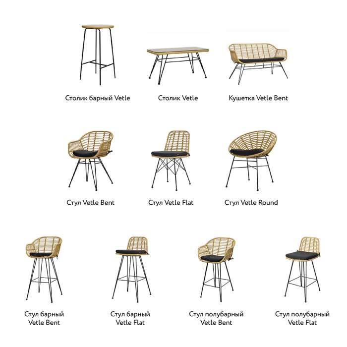 Стул барный vetle bent, ротанг Bergenson Bjorn BB0000476