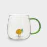 Кружка, 400 мл, стекло Б, зеленая ручка, Лимон, Lemon ANNA LAFARG ANLAF-QL25-3