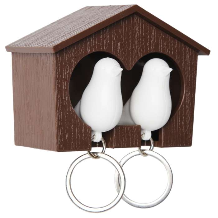 Держатель для ключей duo sparrow, коричневый/белый QUALY QL10124-BN-WH-WH