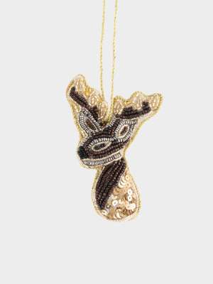 Игрушка елочная, 10 см, бисер/полифилл, бронзовая, Олень, New year ANNA LAFARG ANLAF-NY-1109