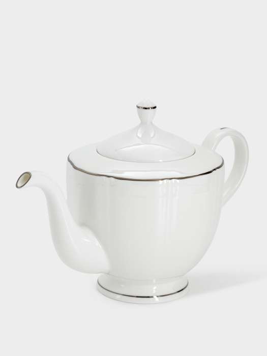 Чайник заварочный, 1,1 л, фарфор F, белый, с серебристым кантом, Lotus silver ANNA LAFARG EMILY AL-1301L-E11
