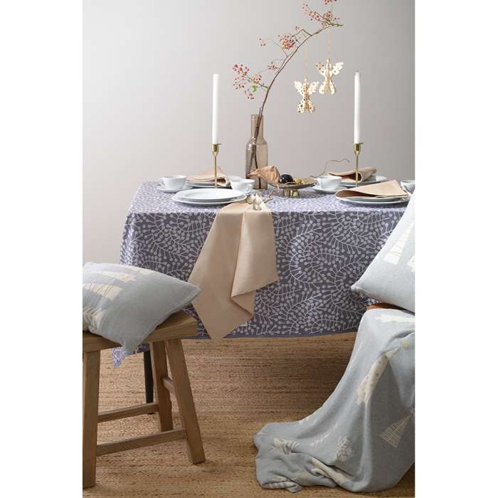 Скатерть из хлопка фиолетово-серого цвета с рисунком Спелая смородина, scandinavian touch, 180х260см Tkano TK21-TC0022