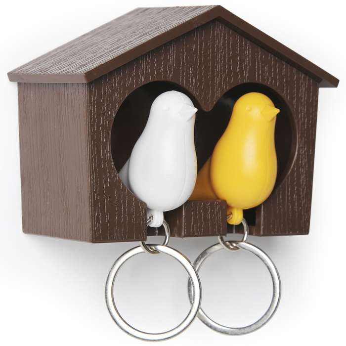 Держатель для ключей duo sparrow, коричневый/белый/желтый QUALY QL10124-BN-WH-YW