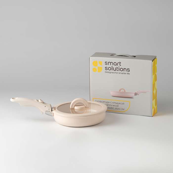 Сковорода с крышкой и съемной ручкой smart ceramic, D20 см Smart Solutions SS0000382