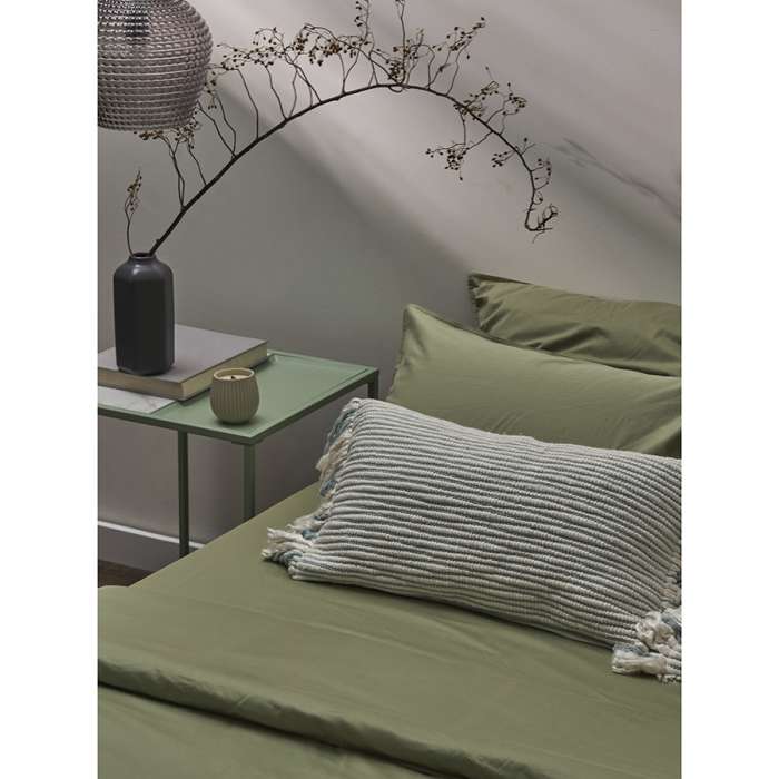Простыня на резинке из сатина цвета шалфея с брашинг-эффектом из коллекции essential, 180х200х30 см Tkano TK23-FS0002