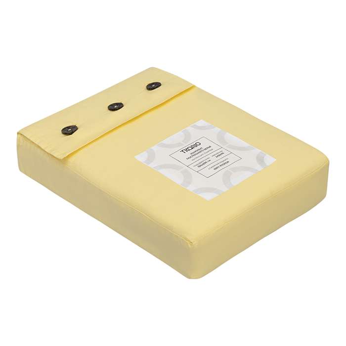 Комплект постельного белья из стираного перкаля светло-желтого цвета из коллекции essential, 150х200 см Tkano TK24-DC0021