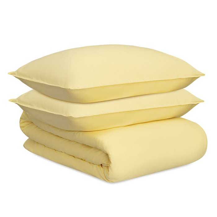 Комплект постельного белья из стираного перкаля светло-желтого цвета из коллекции essential, 150х200 см Tkano TK24-DC0021