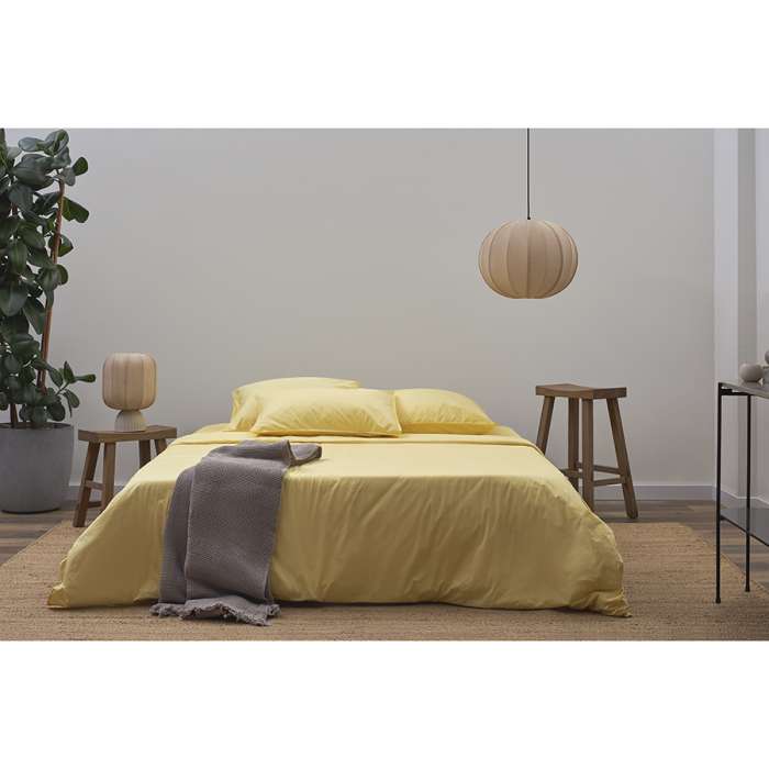 Комплект постельного белья из стираного перкаля светло-желтого цвета из коллекции essential, 150х200 см Tkano TK24-DC0021