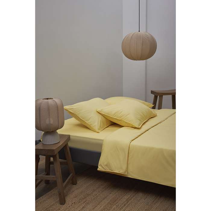 Комплект постельного белья из стираного перкаля светло-желтого цвета из коллекции essential, 150х200 см Tkano TK24-DC0021