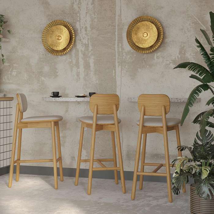 Стул барный с обивкой saga, рогожка, бежевый LATITUDE SGBRDBCHUPHLBSKBG