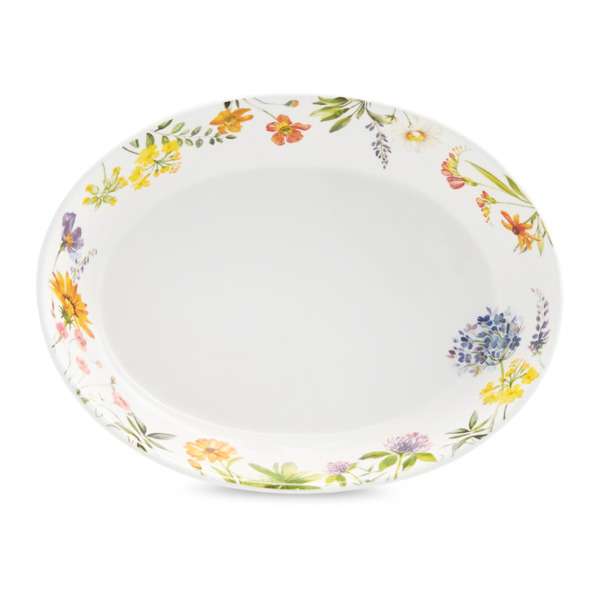 Блюдо для фруктов овальное Decor de table Полевые цветы 19,7х25,6 см, керамика, белое
