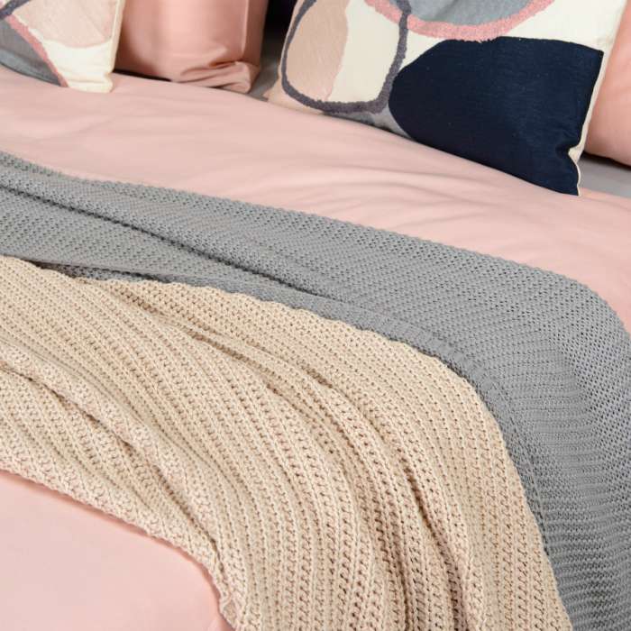 Комплект постельного белья двуспальный из сатина цвета пыльной розы из коллекции essential Tkano TK19-DC0017