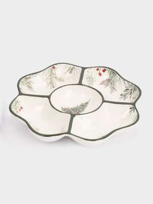 Менажница, 25 см, 5 отд, керамика, зеленая, Лошадка у елки, Festival ANNA LAFARG ANLAF-FDH-0303-16