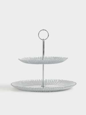 Подставка для пирожных, 21х28/26 см, 2 яруса, стекло/металл, серебристая, Avila ANNA LAFARG ANLAF-3-1909038