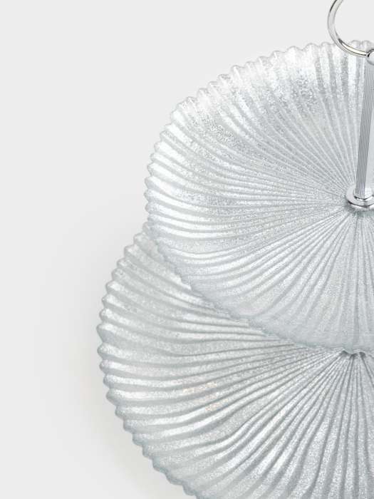 Подставка для пирожных, 21х28/26 см, 2 яруса, стекло/металл, серебристая, Avila ANNA LAFARG ANLAF-3-1909038