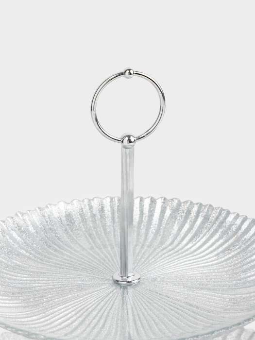 Подставка для пирожных, 21х28/26 см, 2 яруса, стекло/металл, серебристая, Avila ANNA LAFARG ANLAF-3-1909038