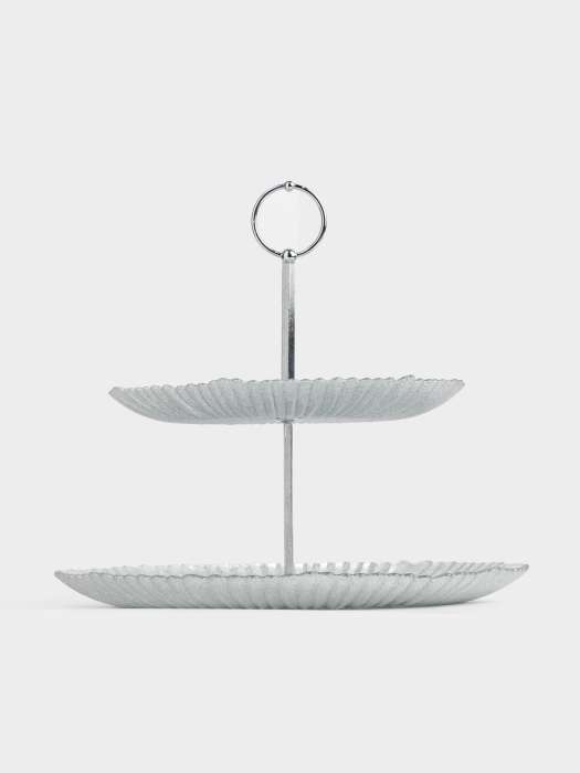 Подставка для пирожных, 21х28/26 см, 2 яруса, стекло/металл, серебристая, Avila ANNA LAFARG ANLAF-3-1909038