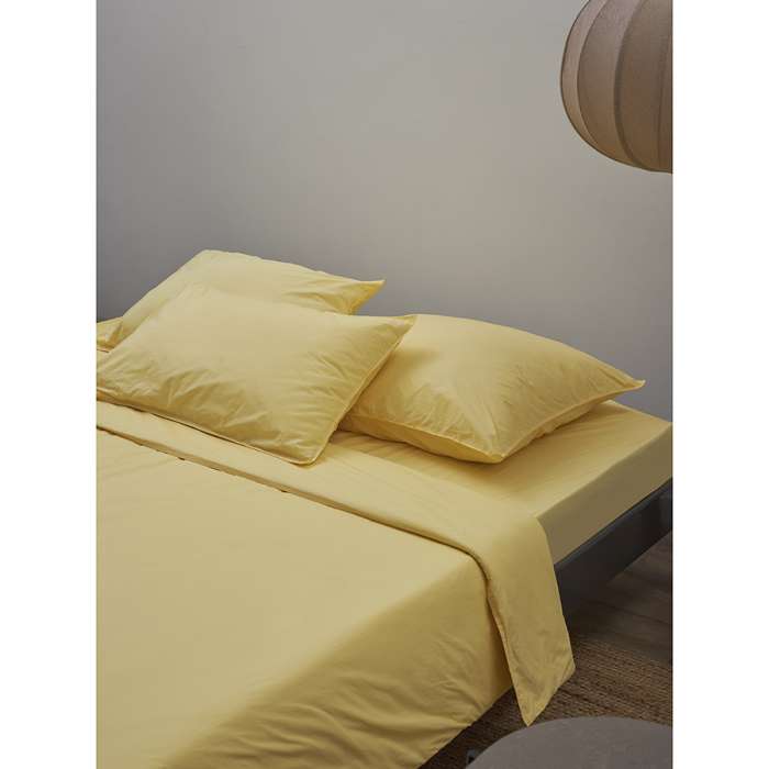 Комплект постельного белья из стираного перкаля светло-желтого цвета из коллекции essential, 200х220 см Tkano TK24-DC0022