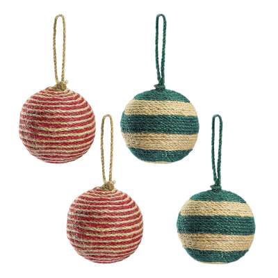 Набор елочных шаров trendy stripes из джута и картона из коллекции new year essential, 4 шт. Tkano TK23-NY_SET0002