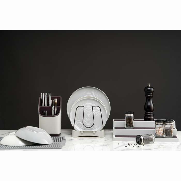 Органайзер для посуды Ronja, 26,8х20,5 см, светло-серый/темно-сливовый SMART SOLUTIONS SS-DO-STABS-GRBL