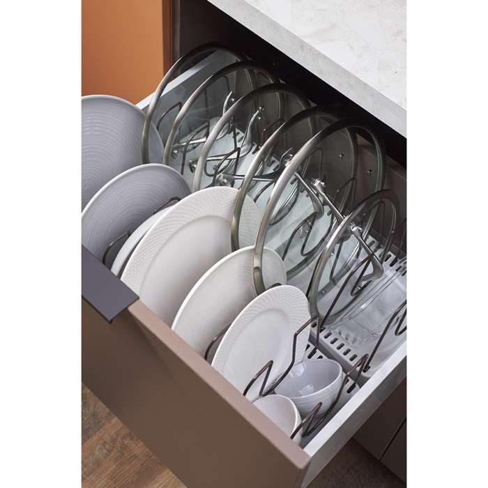 Органайзер для посуды Ronja, 26,8х20,5 см, светло-серый/темно-сливовый SMART SOLUTIONS SS-DO-STABS-GRBL