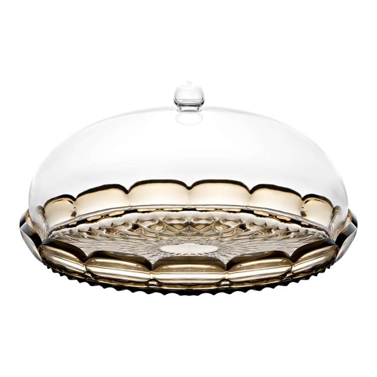 Блюдо сервировочное с крышкой vanity, D30 см, коричневое Guzzini 131801STE282