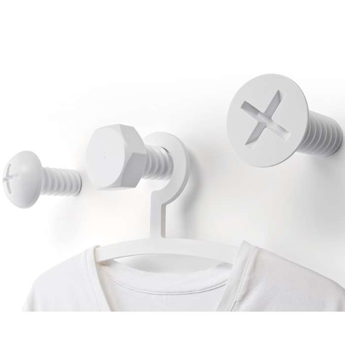 Набор вешалок screw, белые, 3 шт. QUALY QL10064-WH