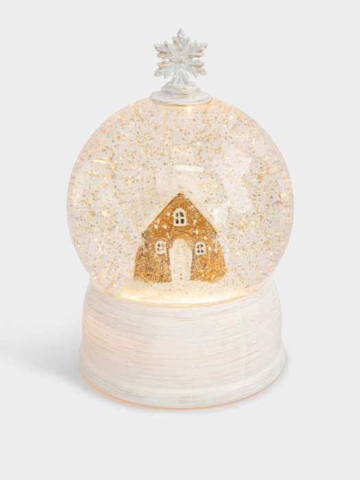 Снежный фонарь, 19 см, с подсветкой, пластик, белый, Дом в шаре, Townlet ANNA LAFARG ANLAF-YJJS07234
