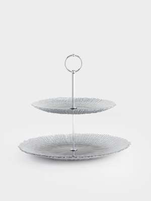 Подставка для пирожных, 21х28/26 см, 2 яруса, стекло/металл, серебристо-серая, Avila ANNA LAFARG ANLAF-5648/9-1909038
