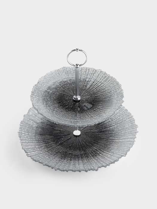 Подставка для пирожных, 21х28/26 см, 2 яруса, стекло/металл, серебристо-серая, Avila ANNA LAFARG ANLAF-5648/9-1909038