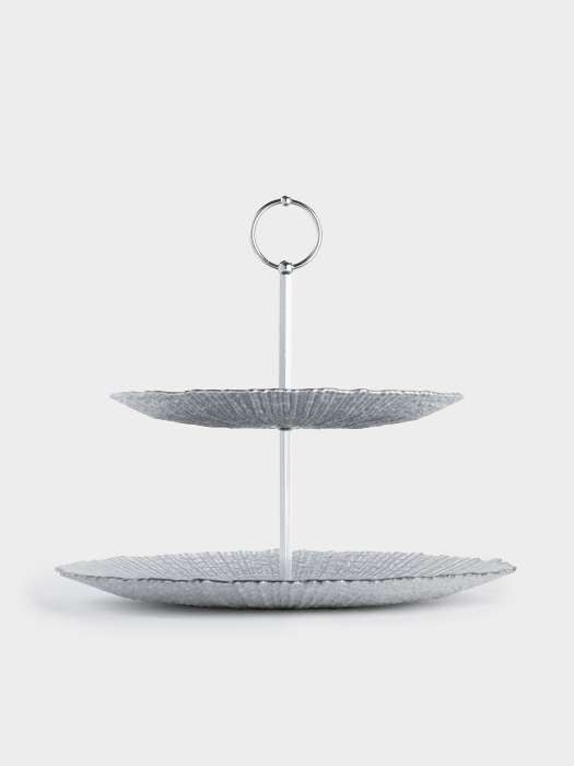 Подставка для пирожных, 21х28/26 см, 2 яруса, стекло/металл, серебристо-серая, Avila ANNA LAFARG ANLAF-5648/9-1909038