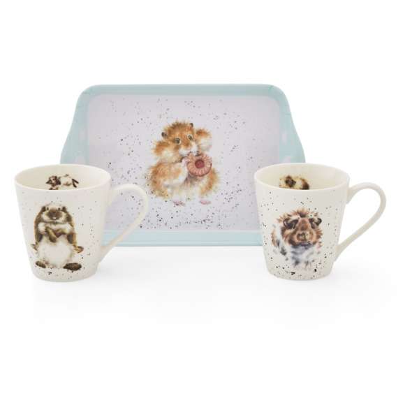 Набор из 2 кружек180 мл на подносе Pimpernel Забавная фауна.Звезды диеты 21х14 см, фарфор