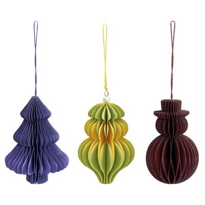 Набор елочных украшений из бумаги honeycomb festive из коллекции new year essential, 3 шт. Tkano TK23-NY_SET0016