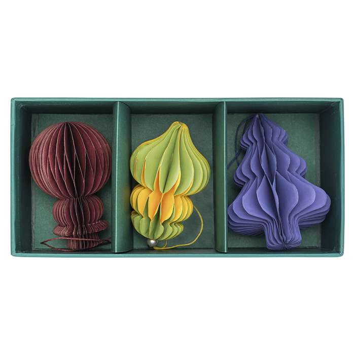 Набор елочных украшений из бумаги honeycomb festive из коллекции new year essential, 3 шт. Tkano TK23-NY_SET0016