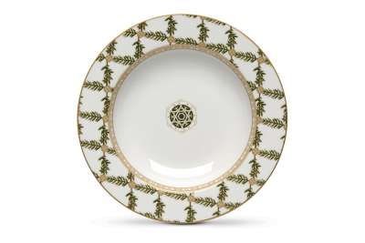 Тарелка суповая, 21,5х3 см, фарфор P, белая, Еловые ветви, Rosita POZZI MILANO 1876 PM-0121/RSTA