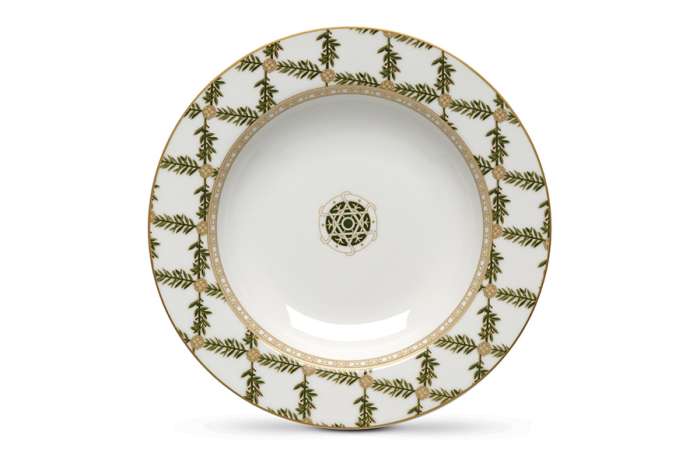 Тарелка суповая, 21,5х3 см, фарфор P, белая, Еловые ветви, Rosita POZZI MILANO 1876 PM-0121/RSTA