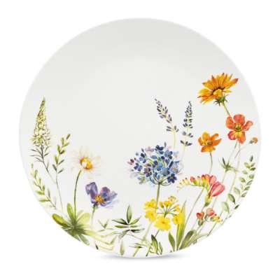 Тарелка обеденная Decor de table Полевые цветы 27 см, керамика, белая