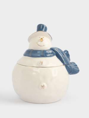 Емкость для хранения, 19 см, фарфор P, бело-голубая, Снеговик, Snowfall ANNA LAFARG ANLAF-FX19854