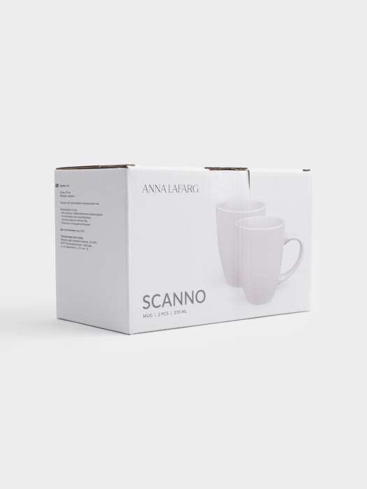 Кружка, 370 мл, 2 шт, керамика, белая, в крапинку, Scanno ANNA LAFARG ANLAF-SDC1194