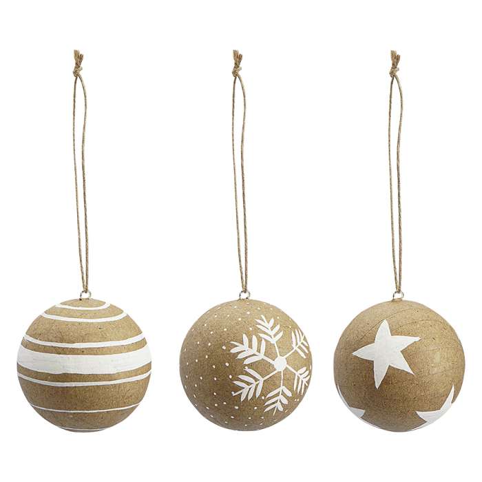 Набор елочных шаров из папье-маше zero waste из коллекции new year essential, 3 шт. Tkano TK23-NY_SET0019